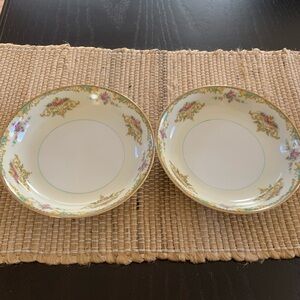 VTG Noritake Floral soup Bowls - Cream and Gold